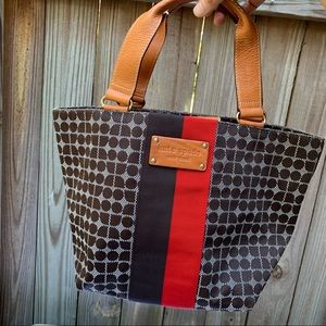Kate spade leather/fabric small tote handbag